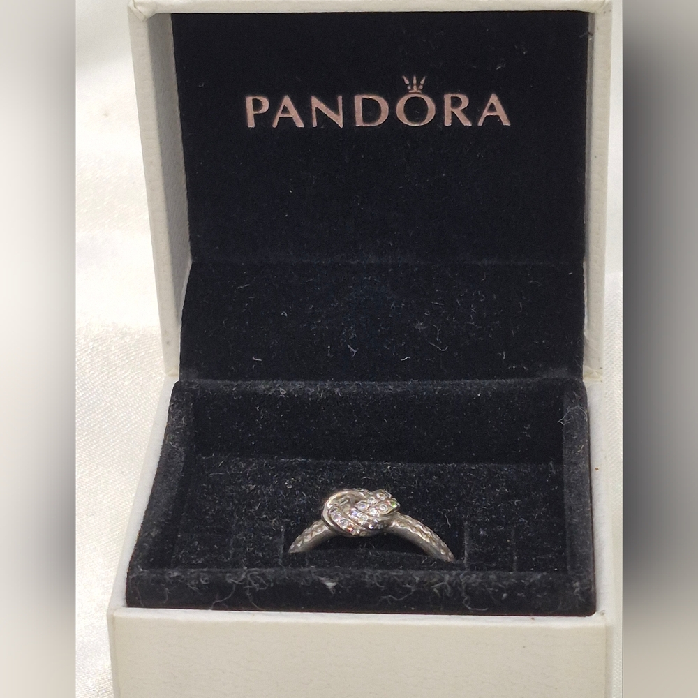 Pandora ALE S925 52 Sterling Silver With Soft Gold Vermeil & Cz's Love Knot Ring
